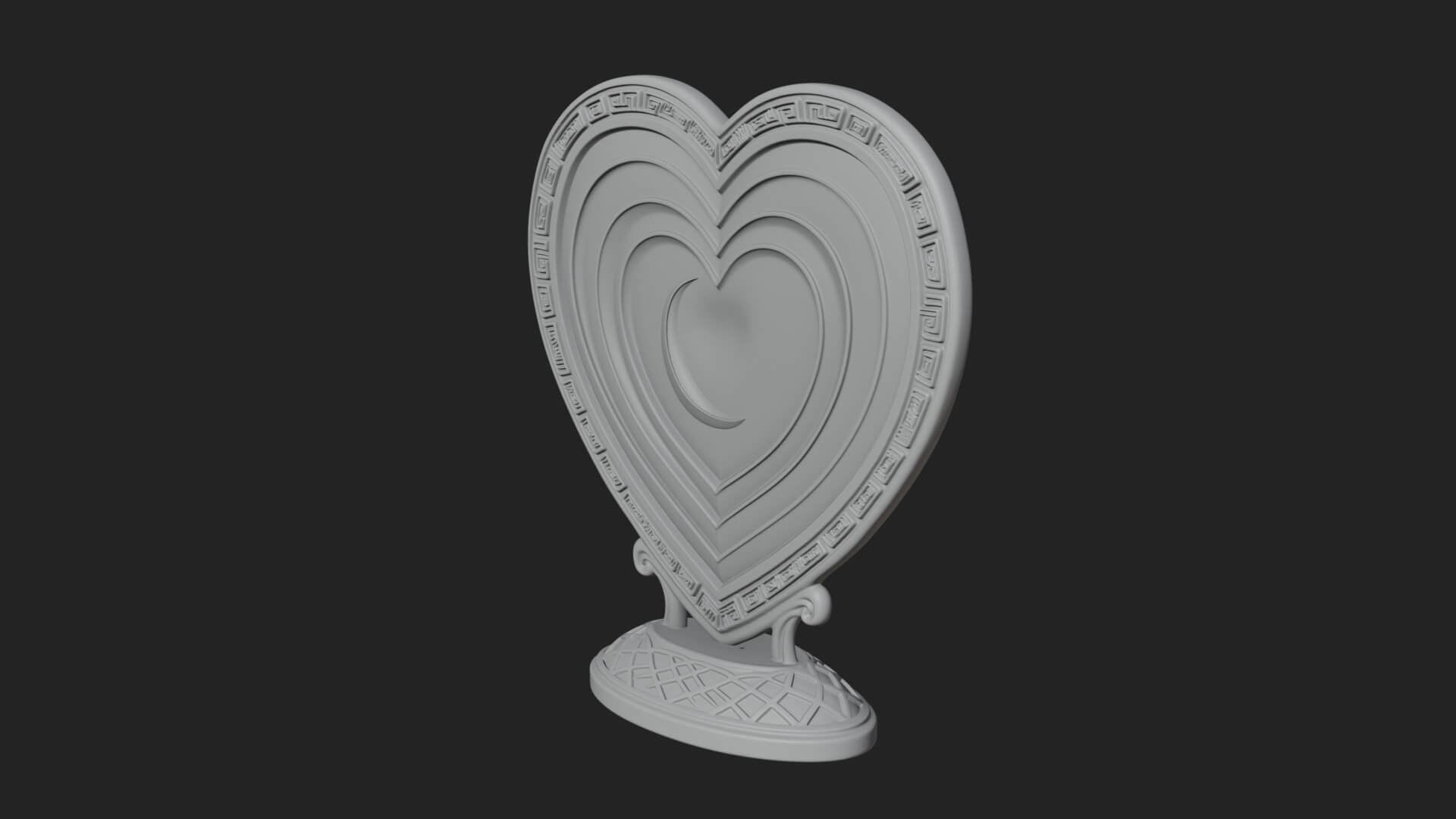 Ornate Framed Heart Plaque Design 193 3D Print Model 3D Model