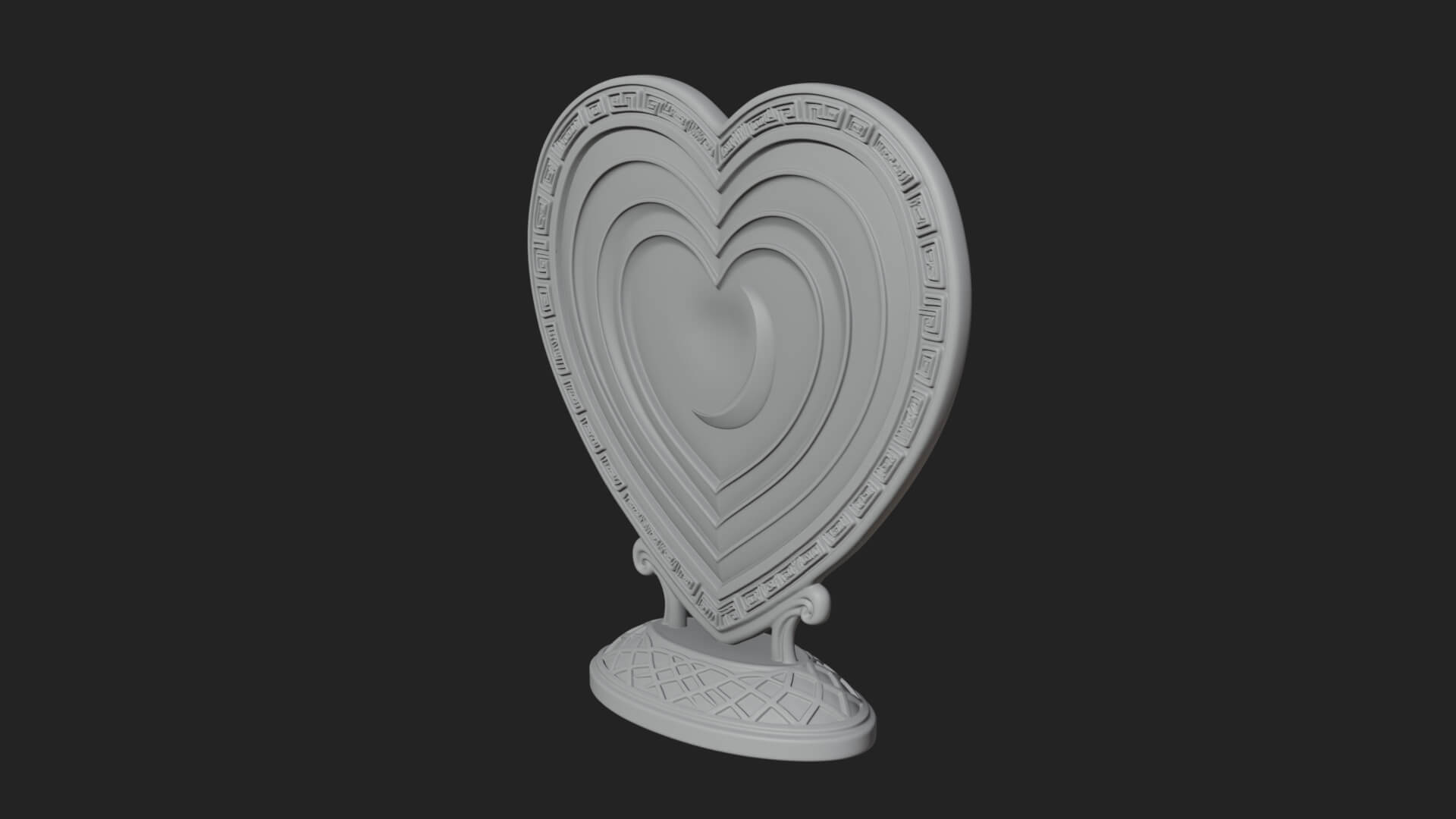 Ornate Framed Heart Plaque Design 193 3D Print Model 3D Model