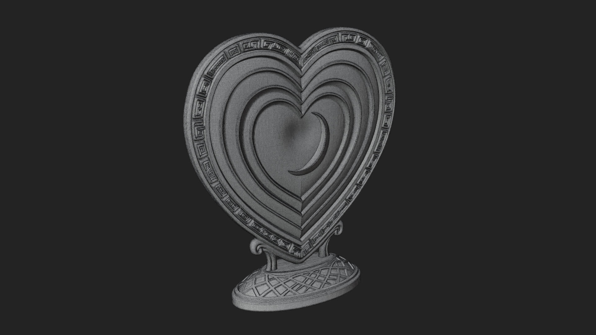 Ornate Framed Heart Plaque Design 193 3D Print Model 3D Model