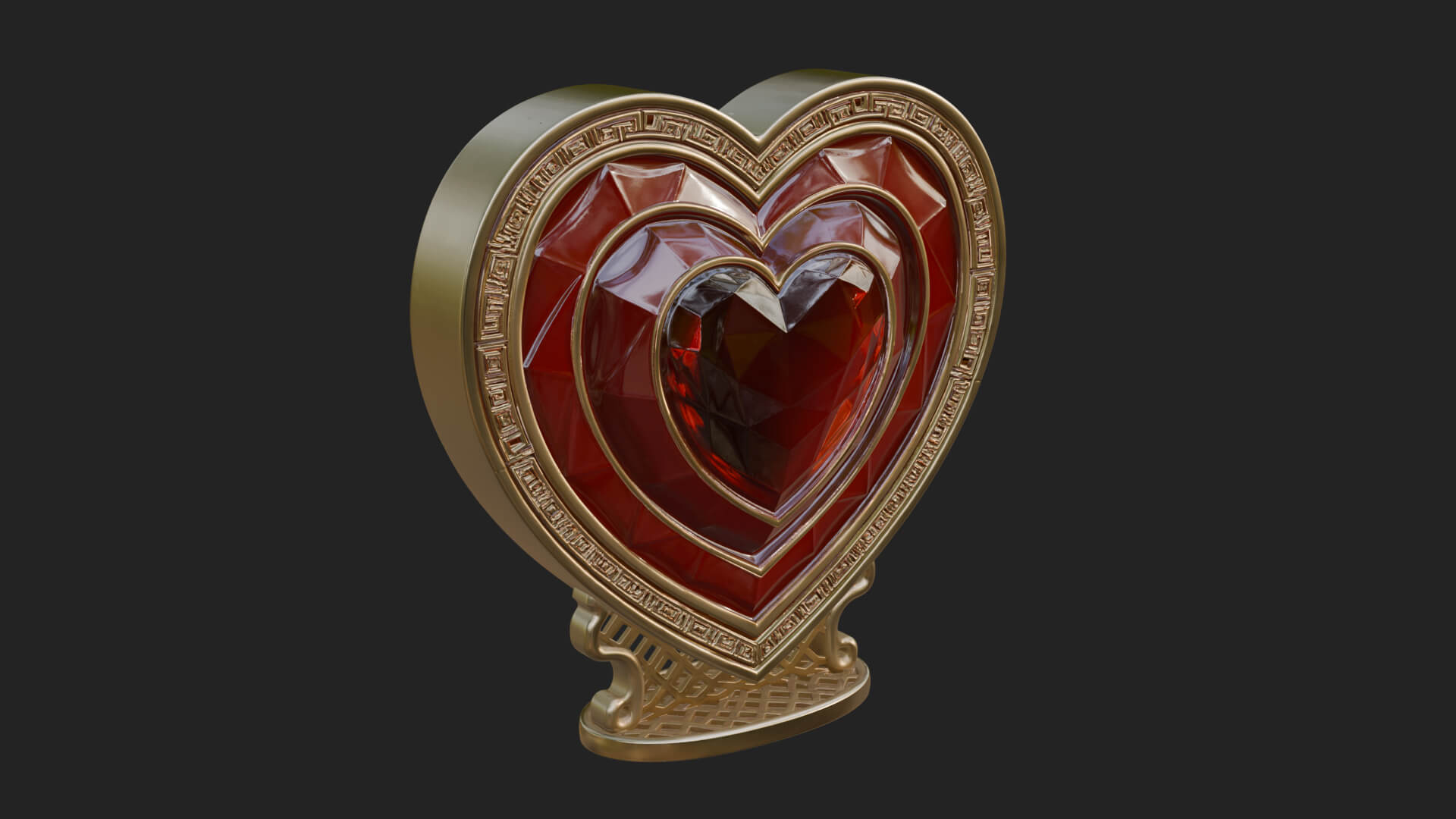 Ornate Framed Heart Plaque Design 194 3D Print Model 3D Model