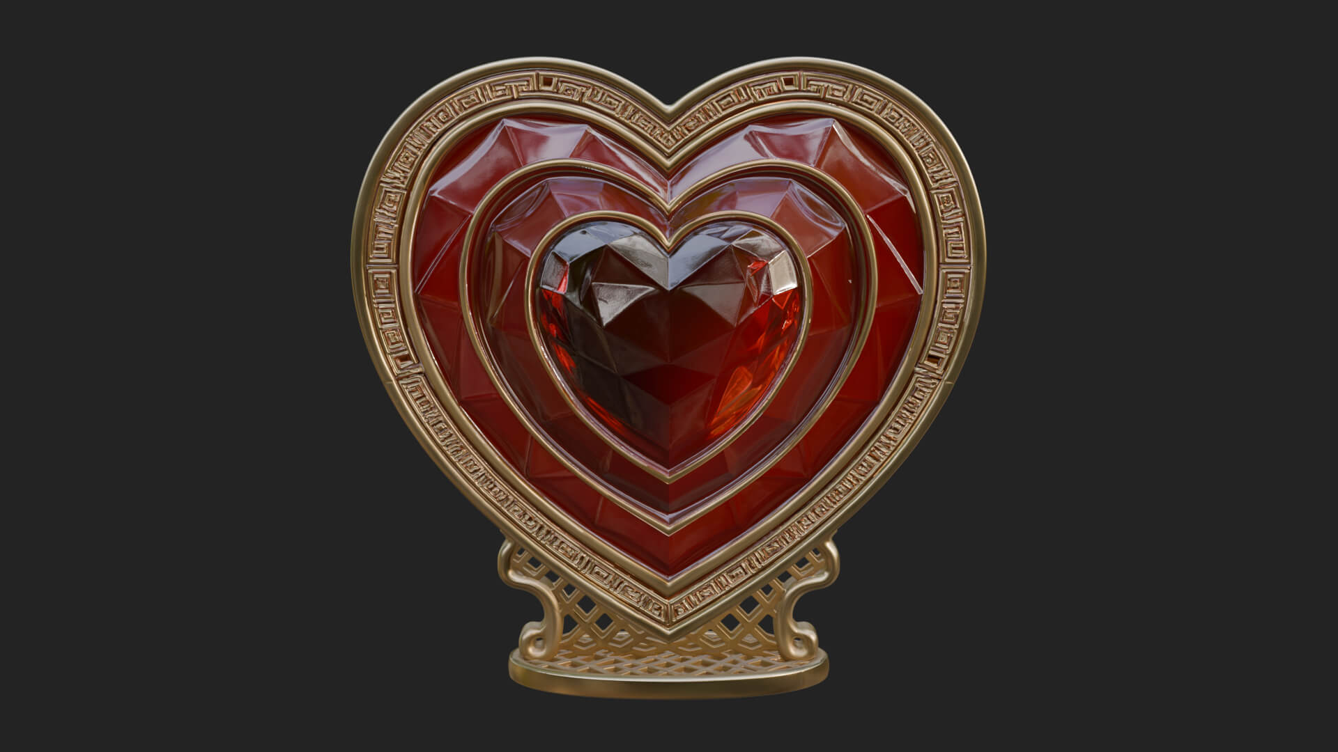 Ornate Framed Heart Plaque Design 194 3D Print Model 3D Model