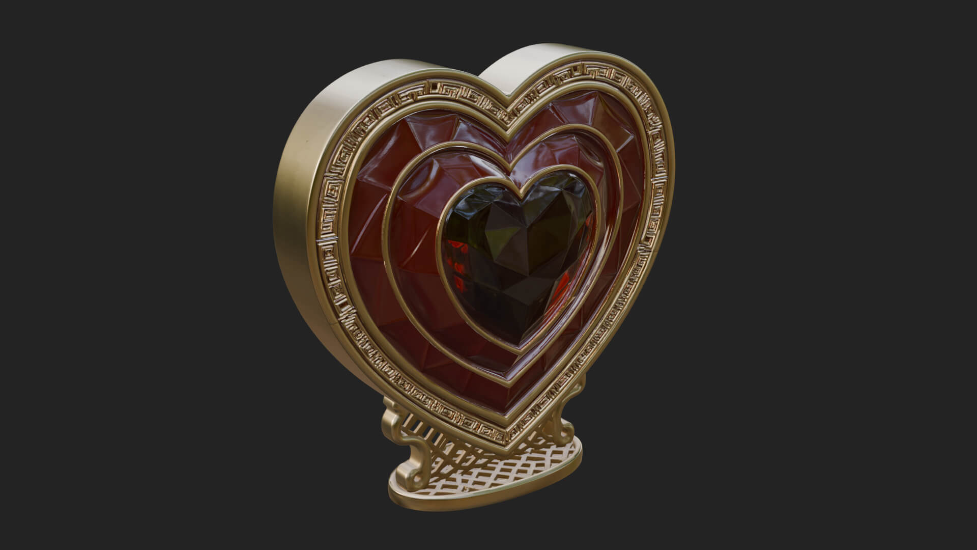 Ornate Framed Heart Plaque Design 194 3D Print Model 3D Model