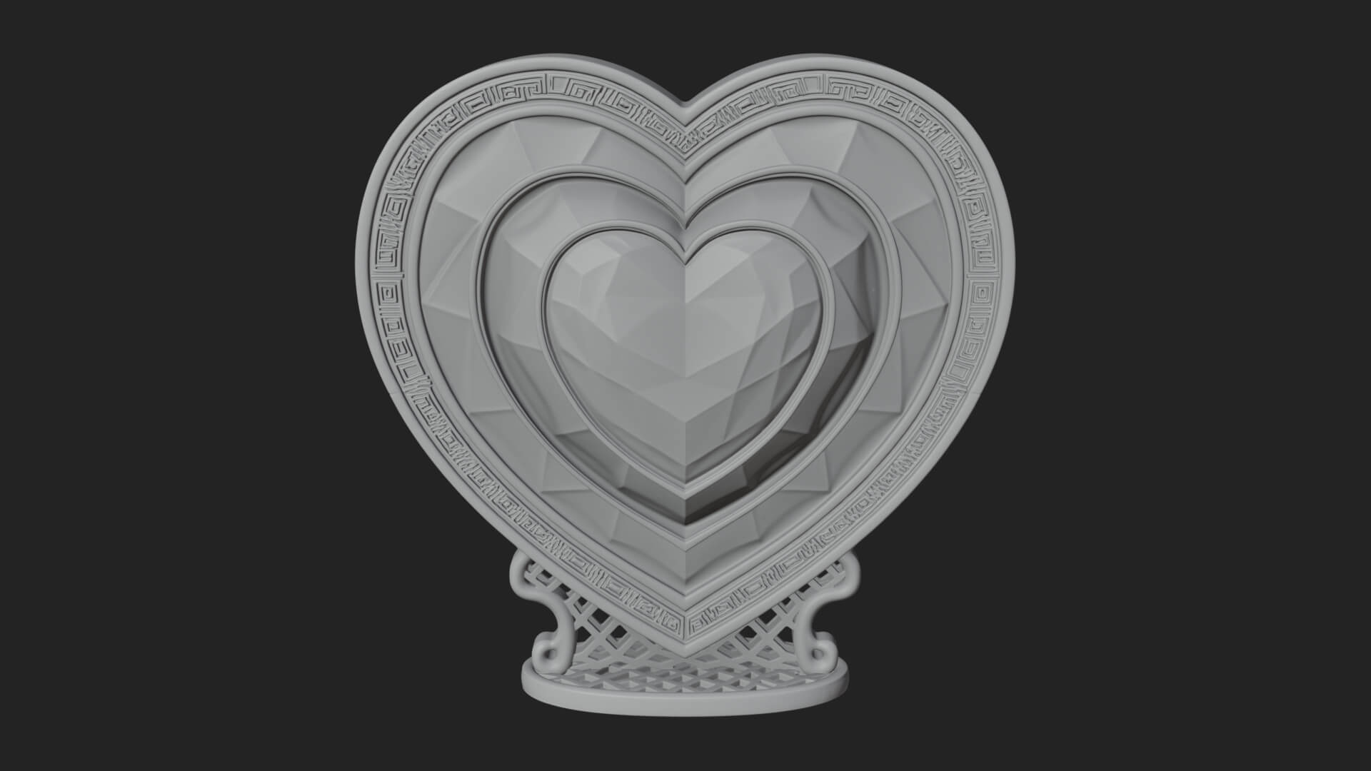 Ornate Framed Heart Plaque Design 194 3D Print Model 3D Model