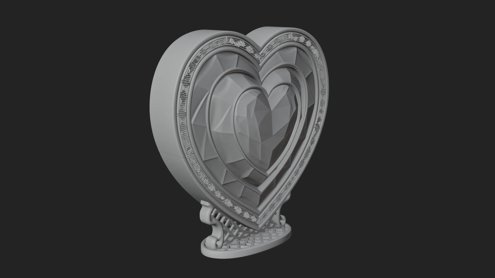 Ornate Framed Heart Plaque Design 194 3D Print Model 3D Model