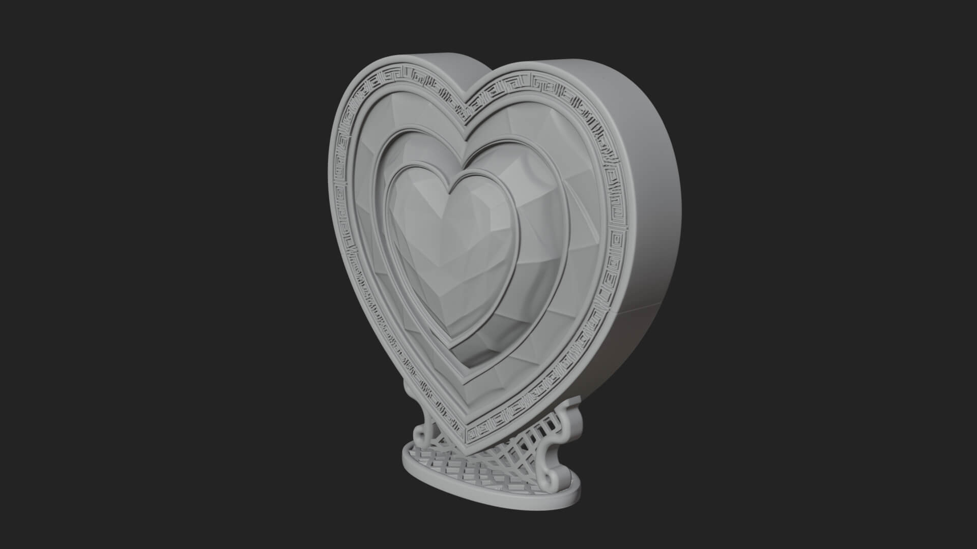 Ornate Framed Heart Plaque Design 194 3D Print Model 3D Model