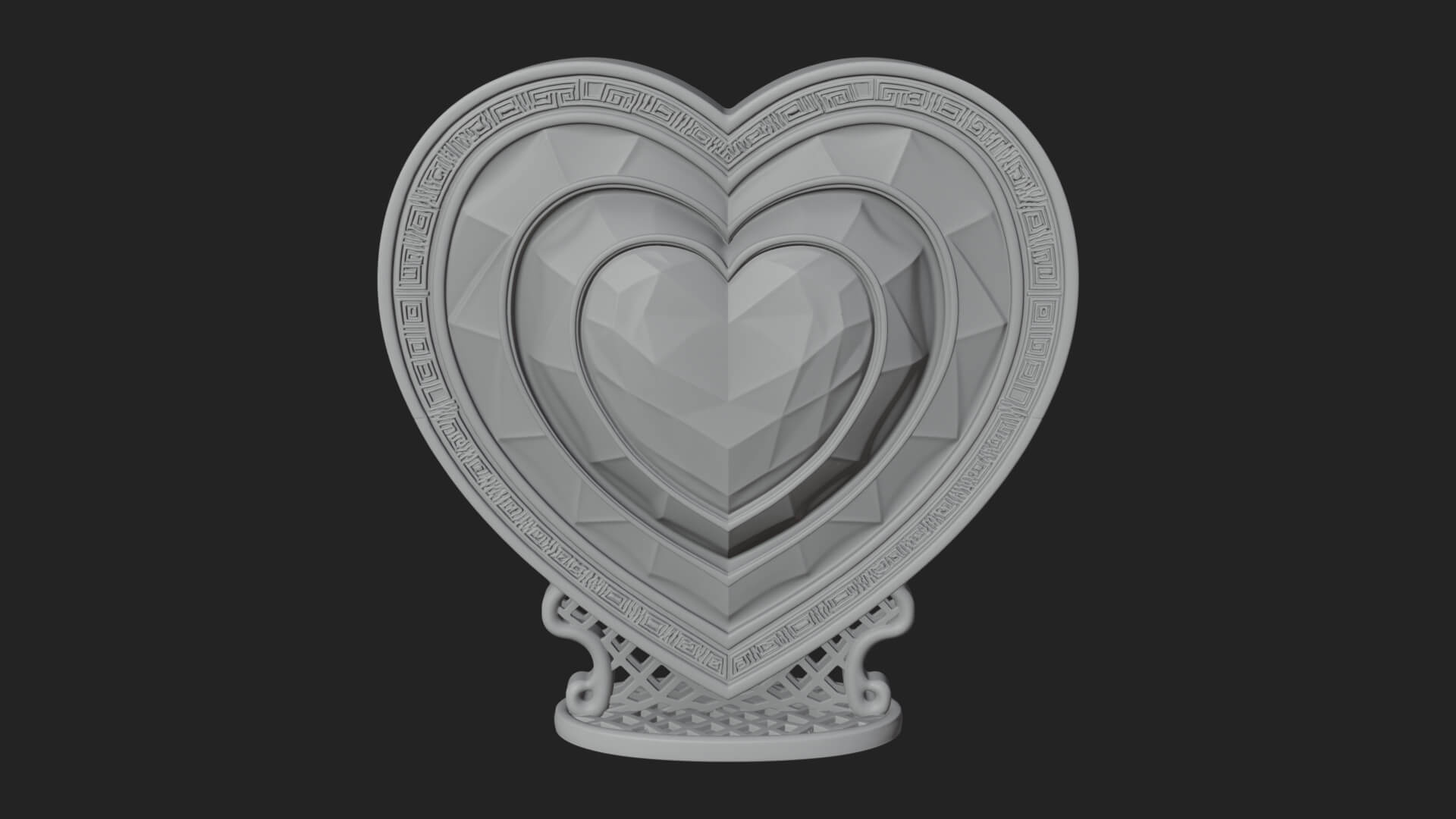 Ornate Framed Heart Plaque Design 194 3D Print Model 3D Model