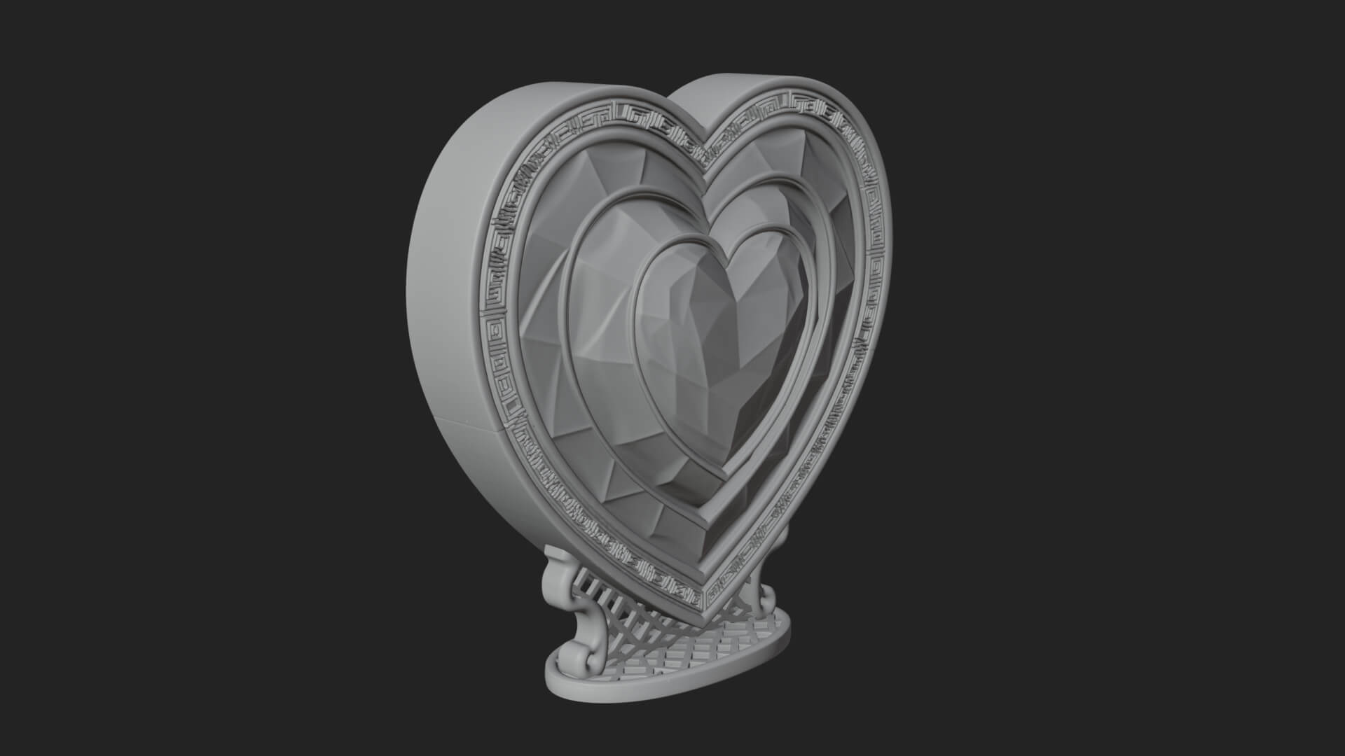Ornate Framed Heart Plaque Design 194 3D Print Model 3D Model