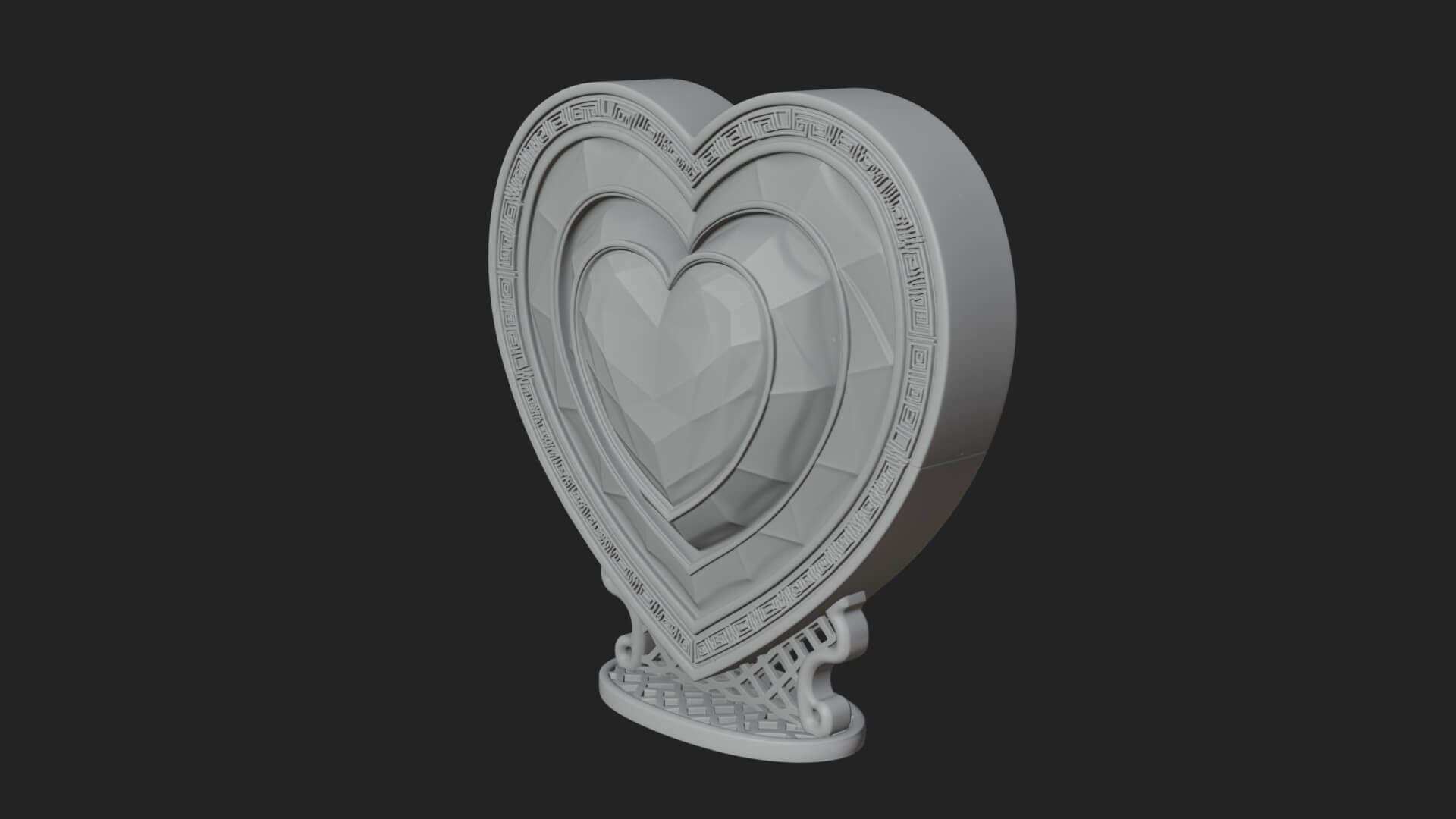 Ornate Framed Heart Plaque Design 194 3D Print Model 3D Model