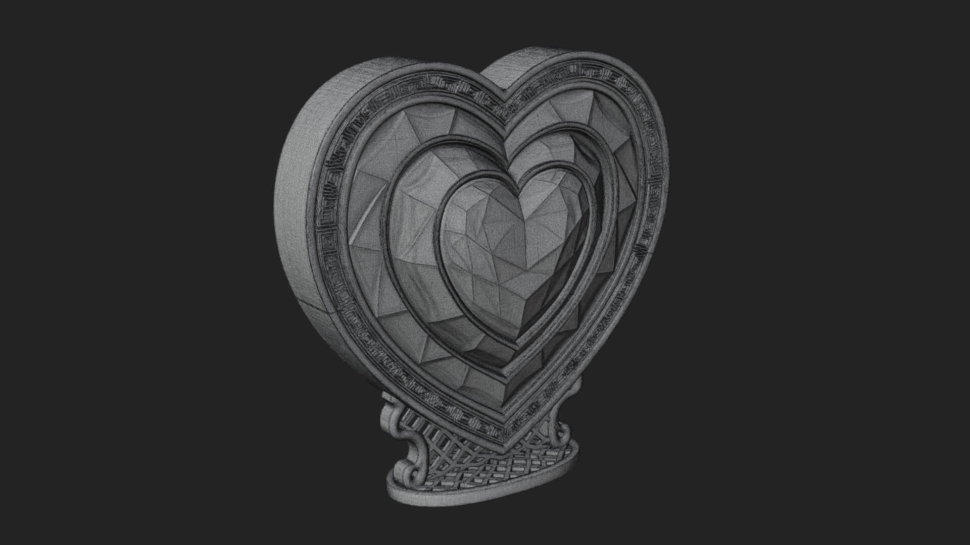 Ornate Framed Heart Plaque Design 194 3D Print Model 3D Model