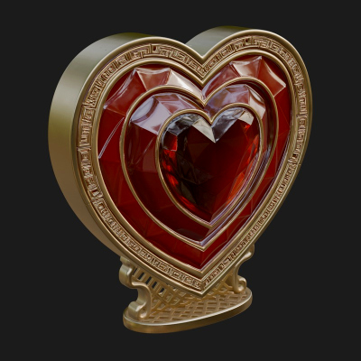 Ornate Framed Heart Plaque Design 194 3D Print Model