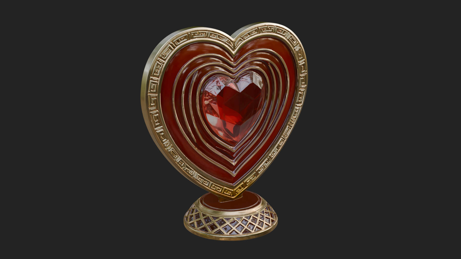 Ornate Framed Heart Plaque Design 195 3D Print Model 3D Model