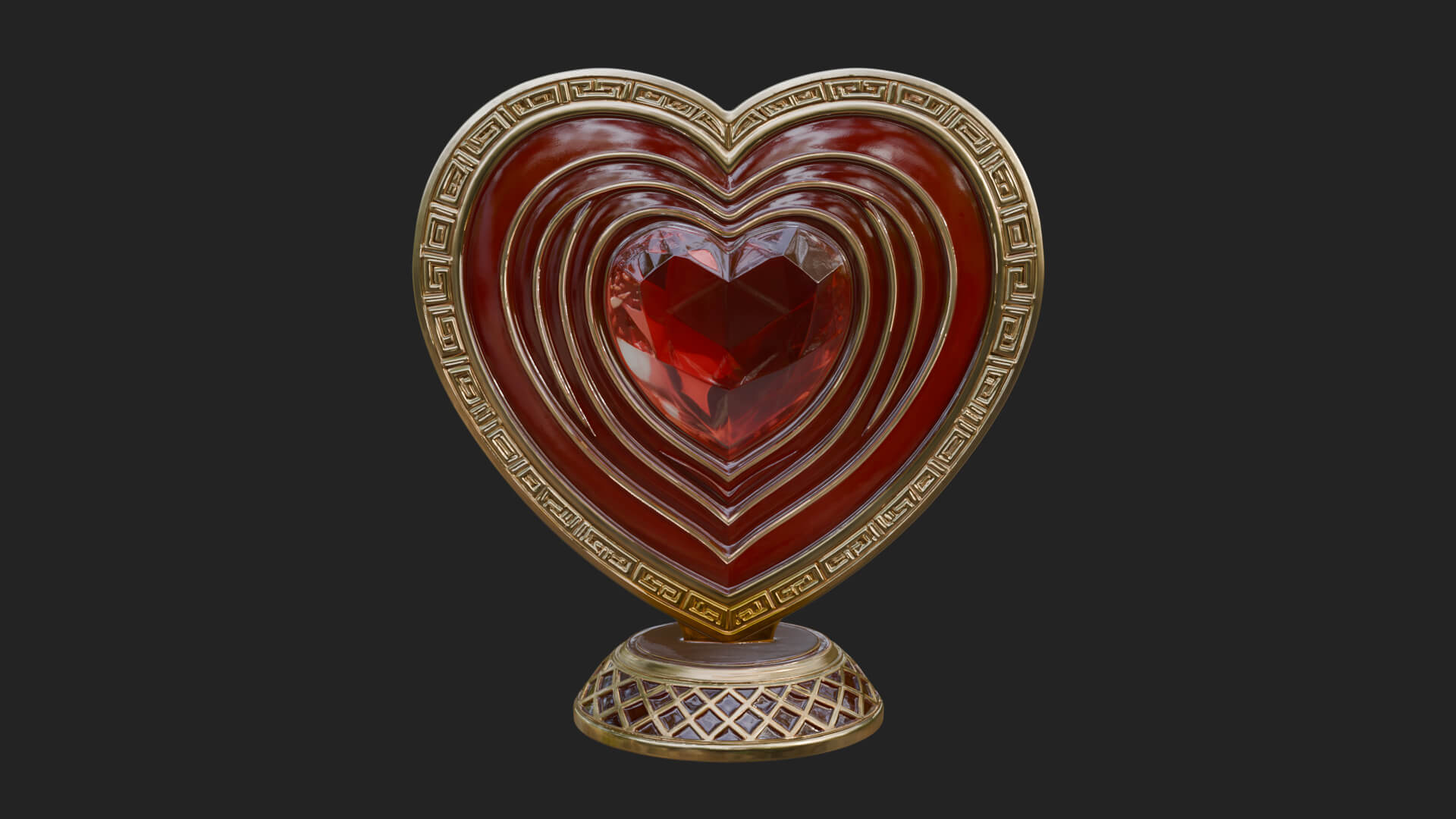 Ornate Framed Heart Plaque Design 195 3D Print Model 3D Model