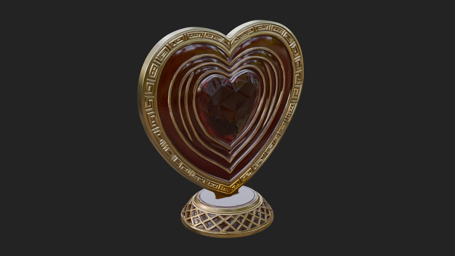 Ornate Framed Heart Plaque Design 195 3D Print Model 3D Model