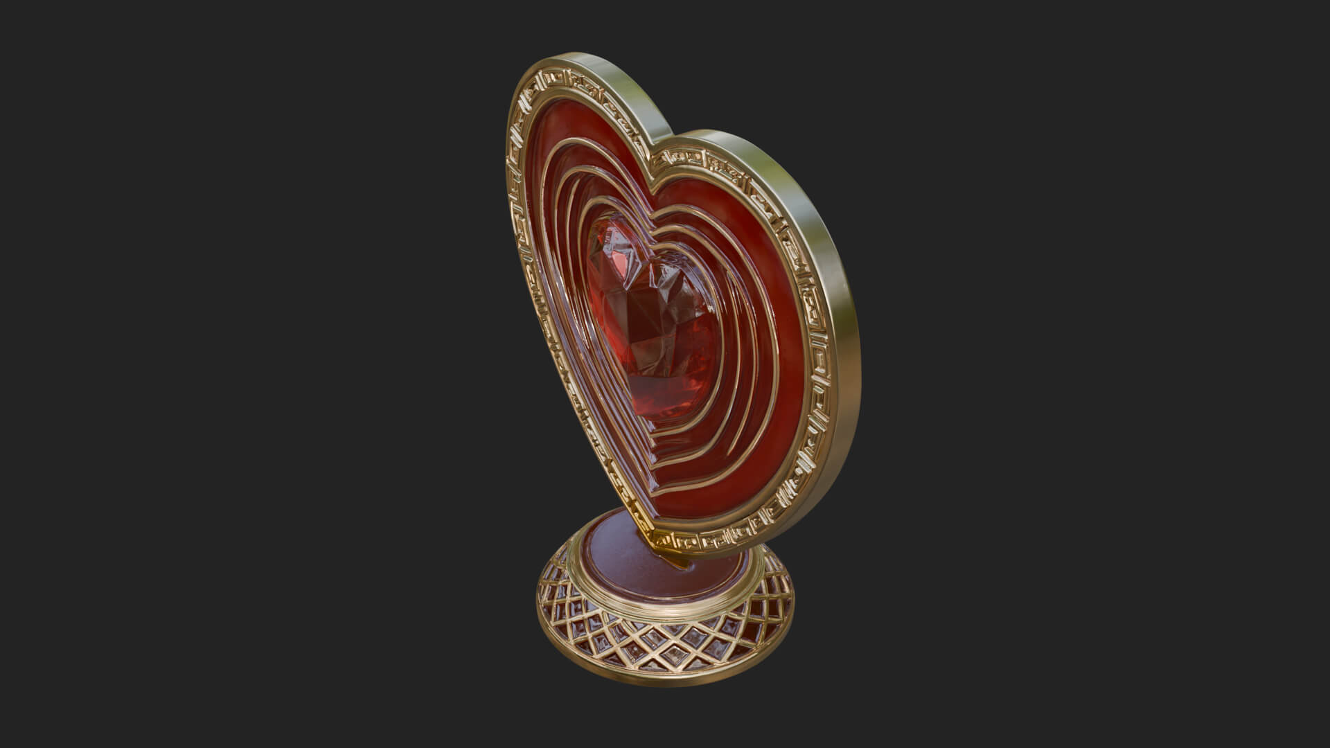 Ornate Framed Heart Plaque Design 195 3D Print Model 3D Model
