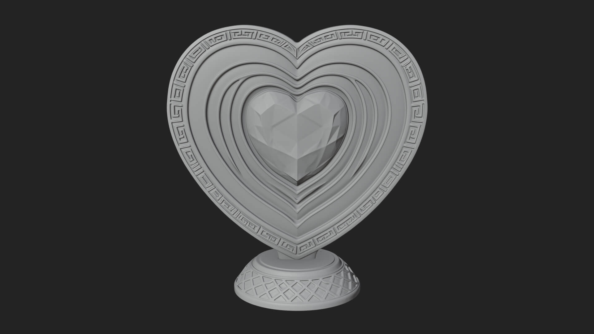 Ornate Framed Heart Plaque Design 195 3D Print Model 3D Model
