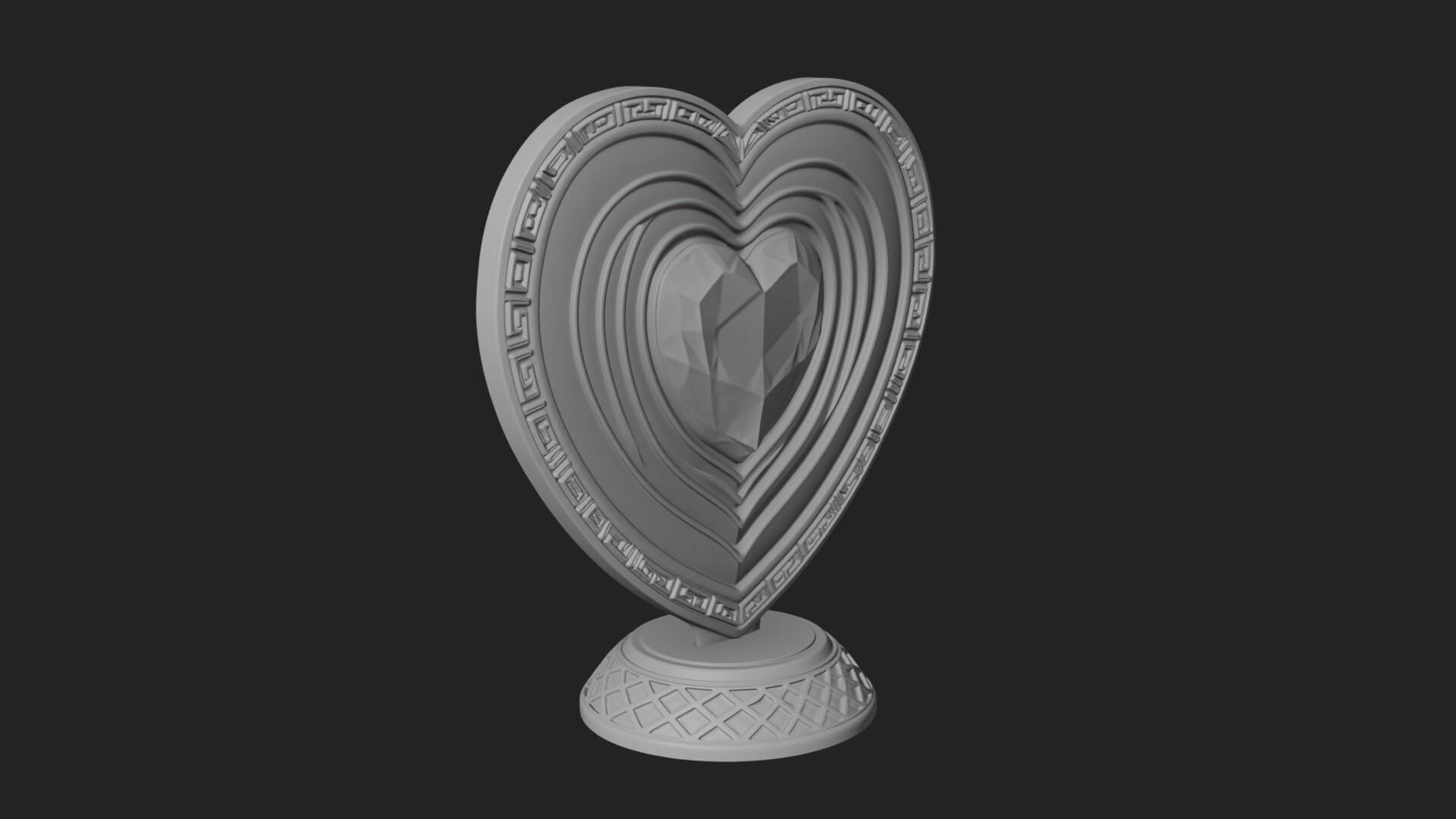 Ornate Framed Heart Plaque Design 195 3D Print Model 3D Model