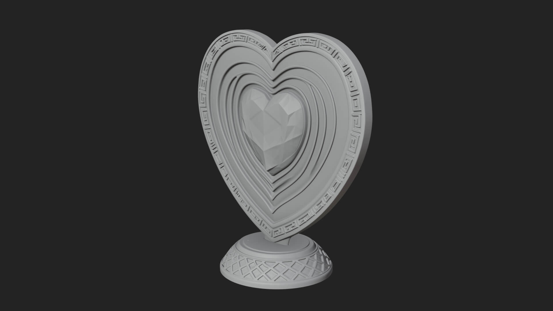 Ornate Framed Heart Plaque Design 195 3D Print Model 3D Model