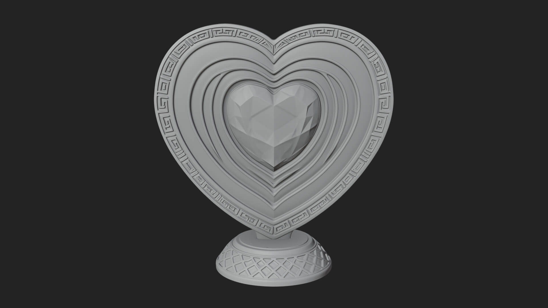 Ornate Framed Heart Plaque Design 195 3D Print Model 3D Model