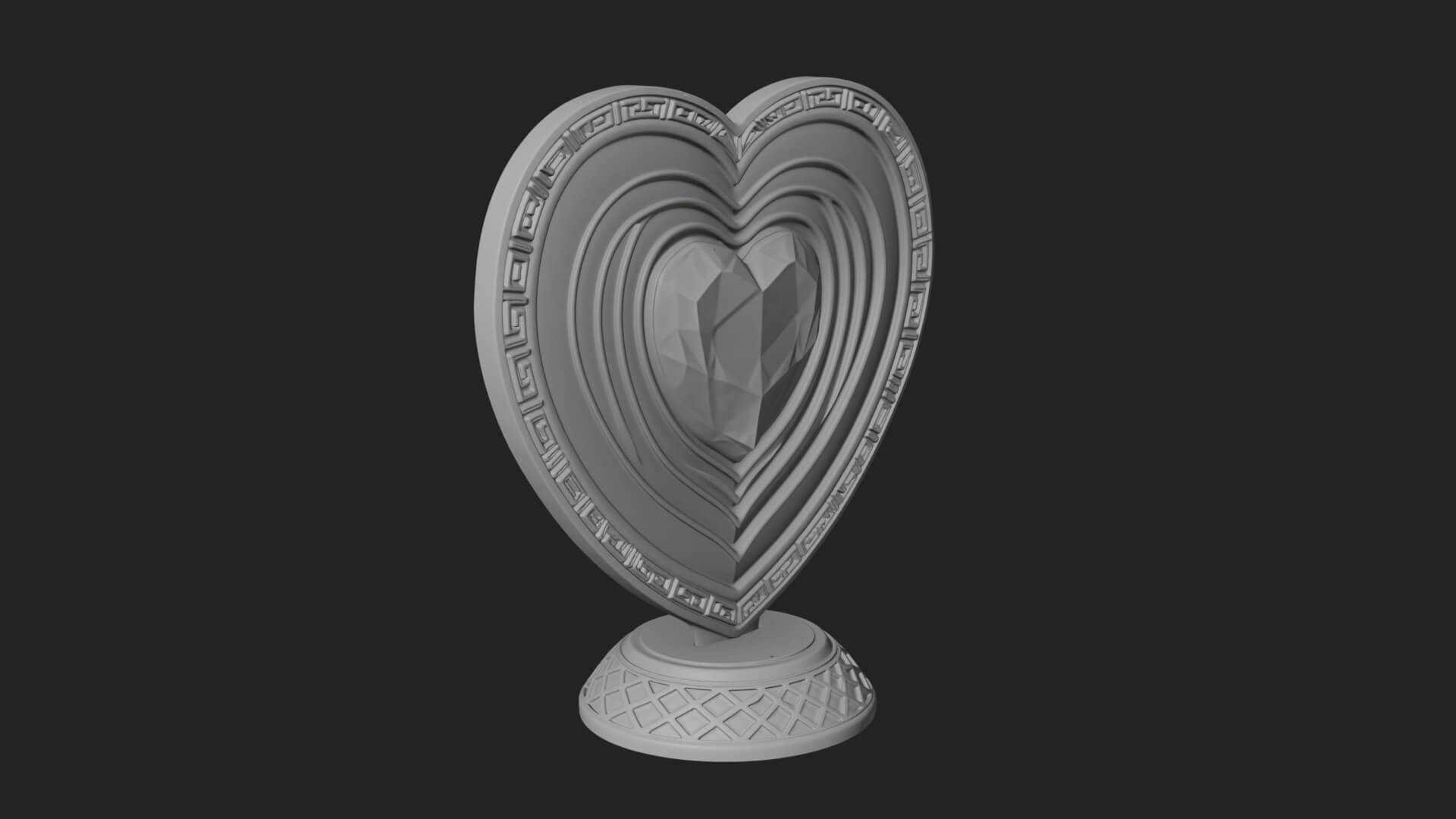 Ornate Framed Heart Plaque Design 195 3D Print Model 3D Model