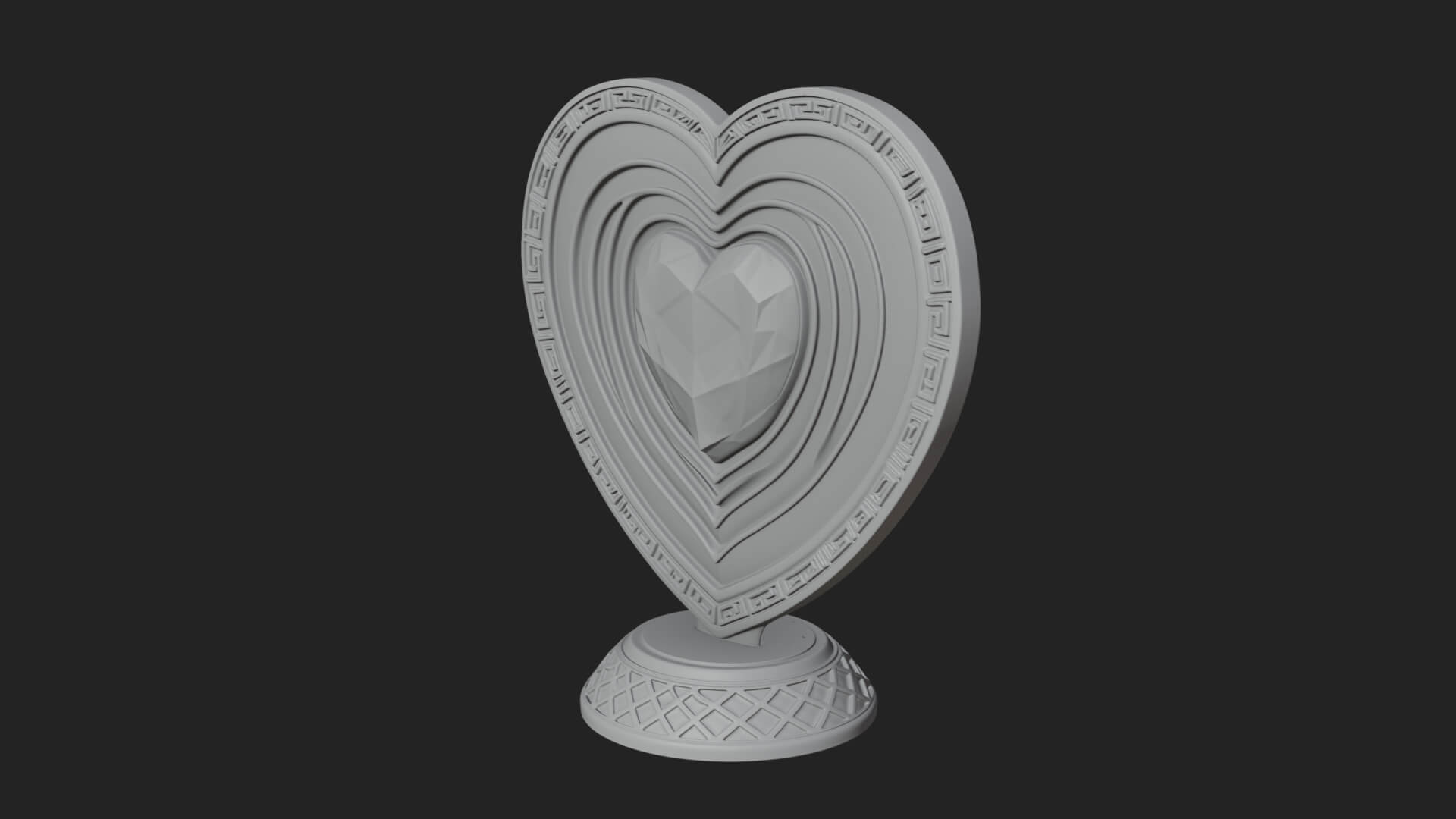 Ornate Framed Heart Plaque Design 195 3D Print Model 3D Model