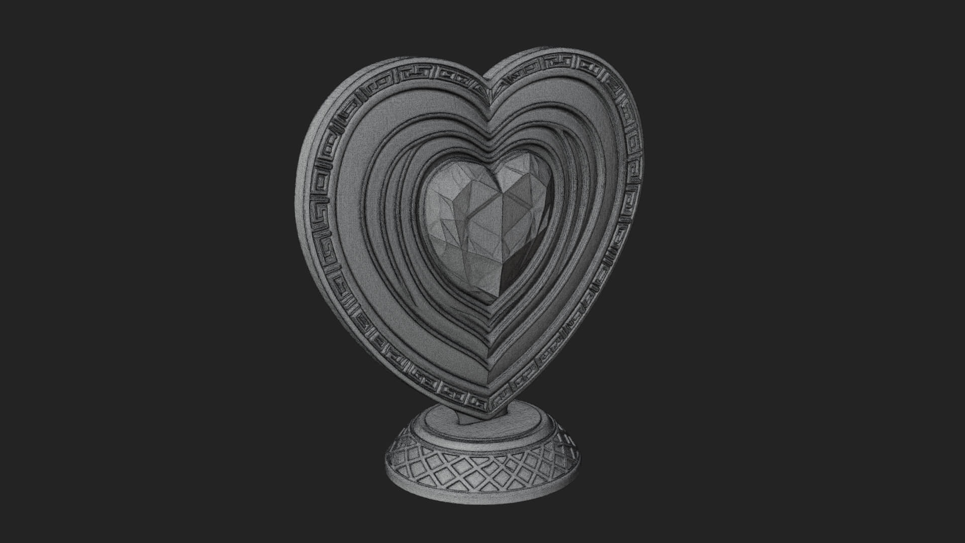 Ornate Framed Heart Plaque Design 195 3D Print Model 3D Model