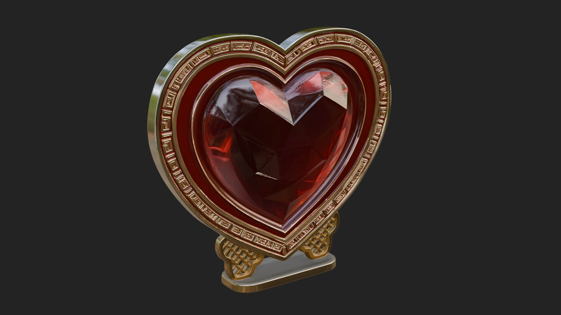 Ornate Framed Heart Plaque Design 196 3D Print Model 3D Model