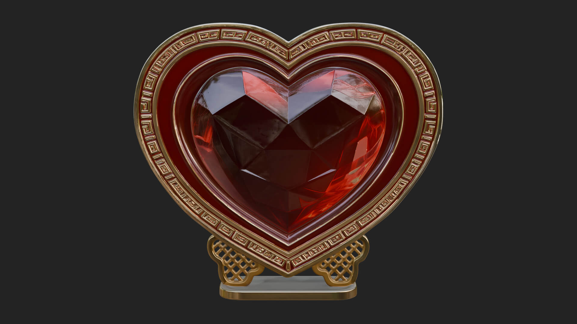 Ornate Framed Heart Plaque Design 196 3D Print Model 3D Model