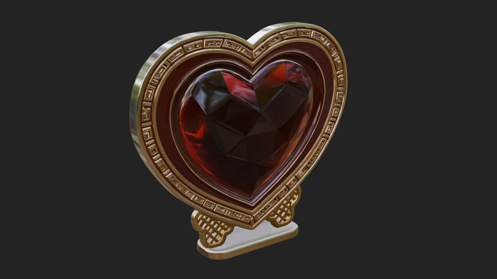 Ornate Framed Heart Plaque Design 196 3D Print Model 3D Model