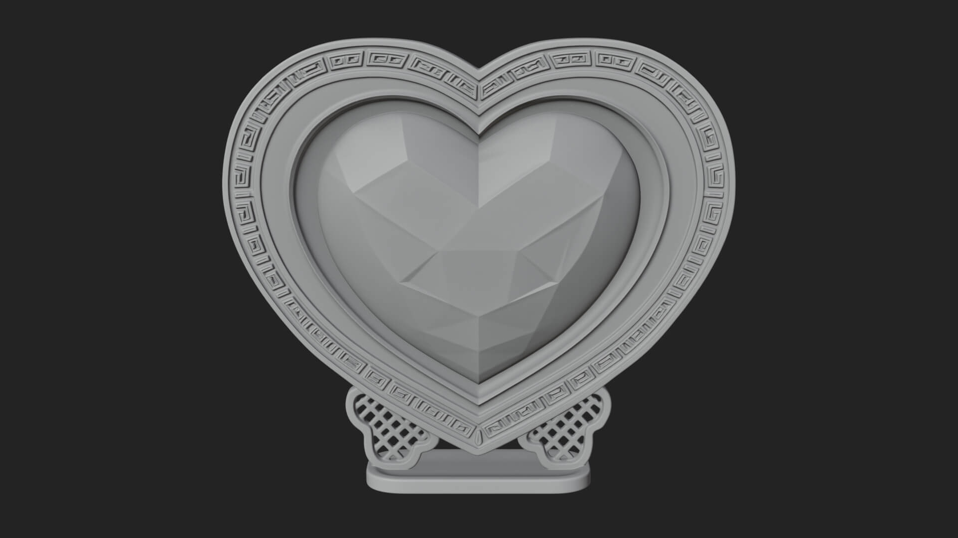Ornate Framed Heart Plaque Design 196 3D Print Model 3D Model