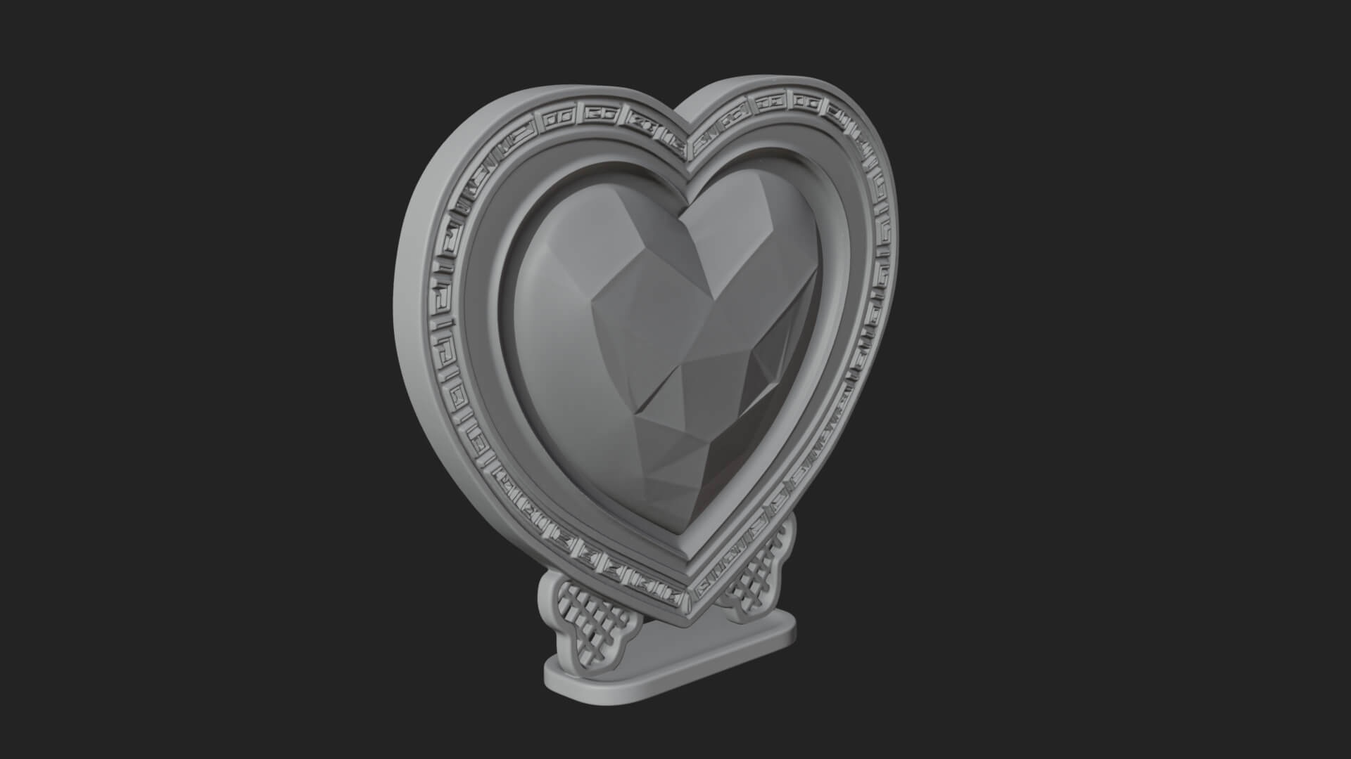 Ornate Framed Heart Plaque Design 196 3D Print Model 3D Model
