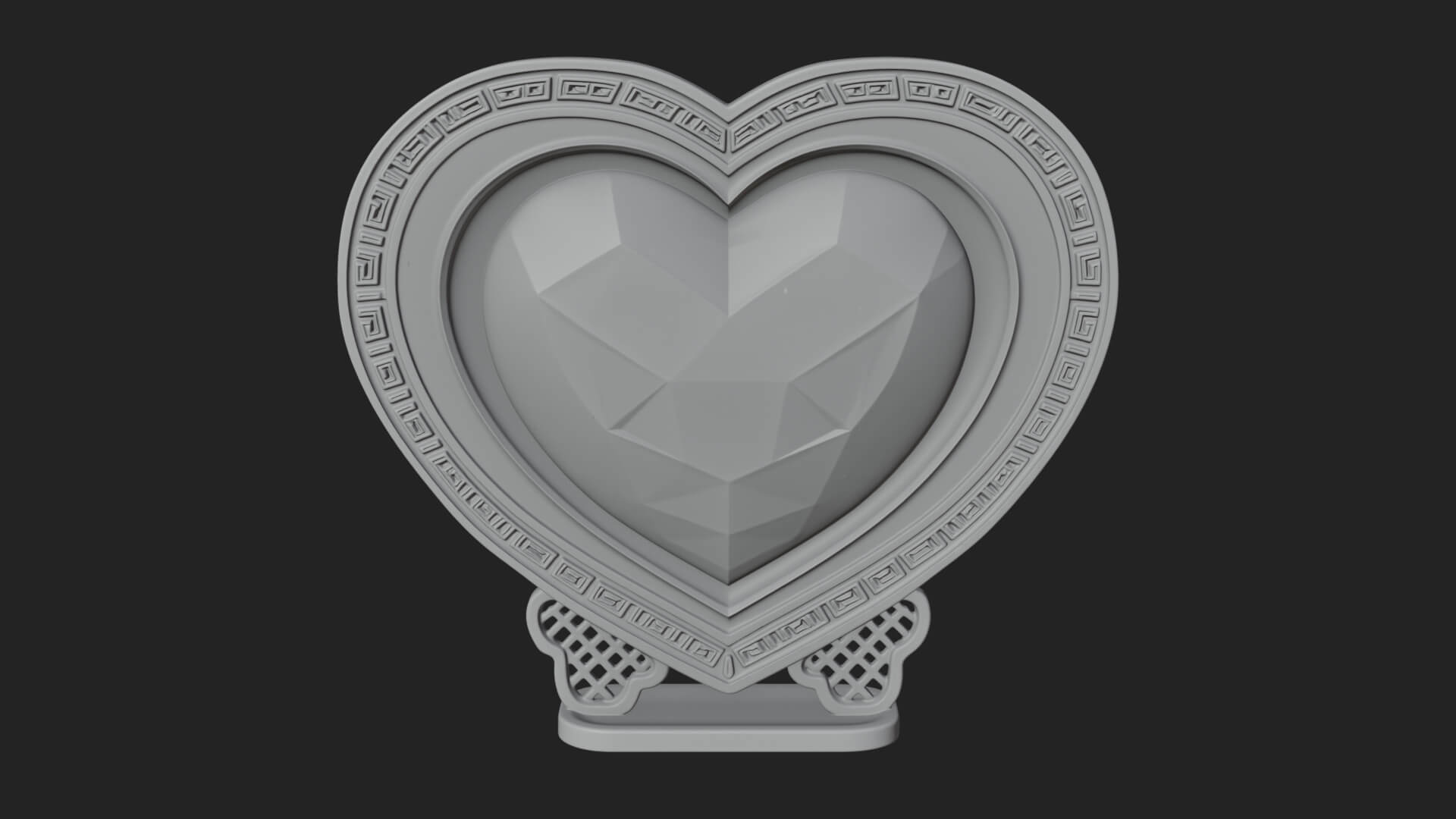 Ornate Framed Heart Plaque Design 196 3D Print Model 3D Model