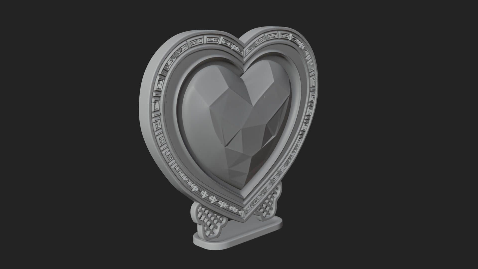 Ornate Framed Heart Plaque Design 196 3D Print Model 3D Model