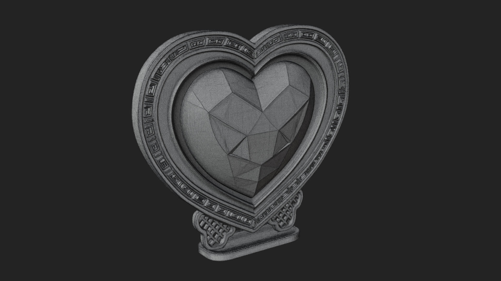 Ornate Framed Heart Plaque Design 196 3D Print Model 3D Model