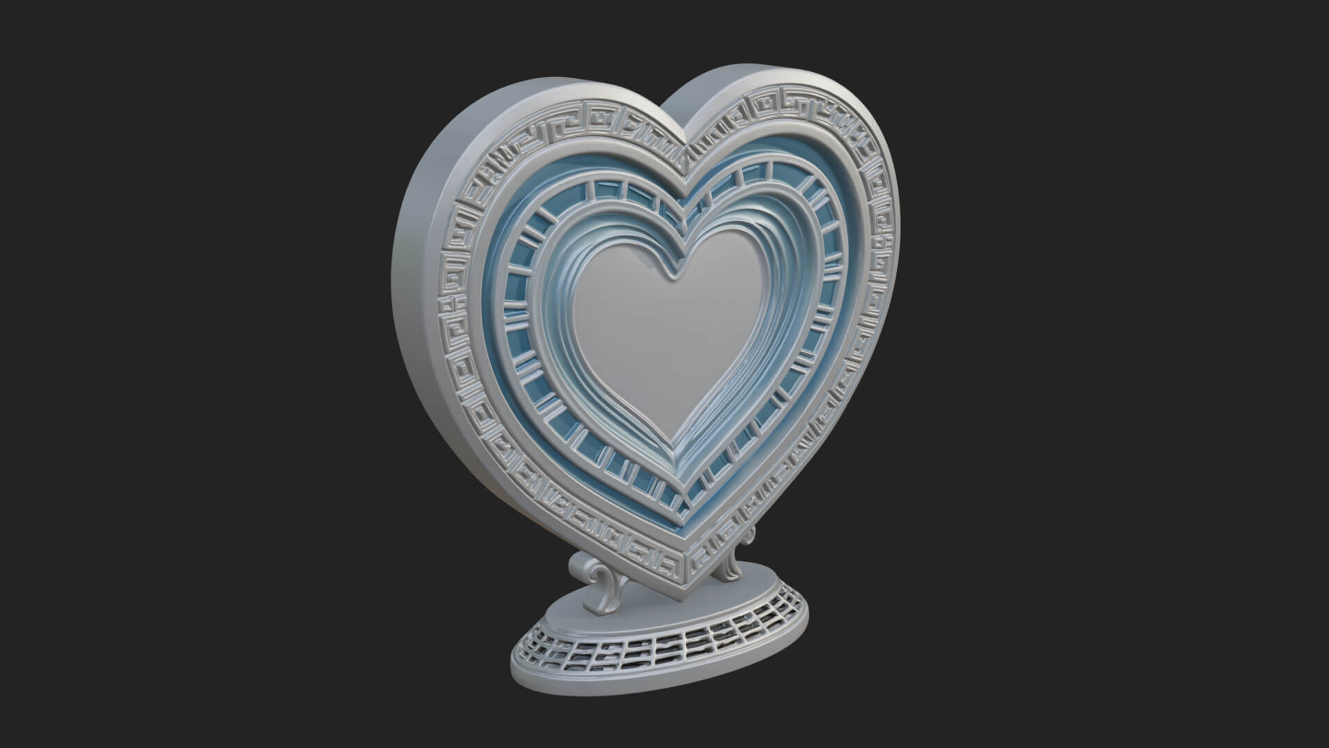 Ornate Framed Heart Plaque Design 197 3D Print Model 3D Model