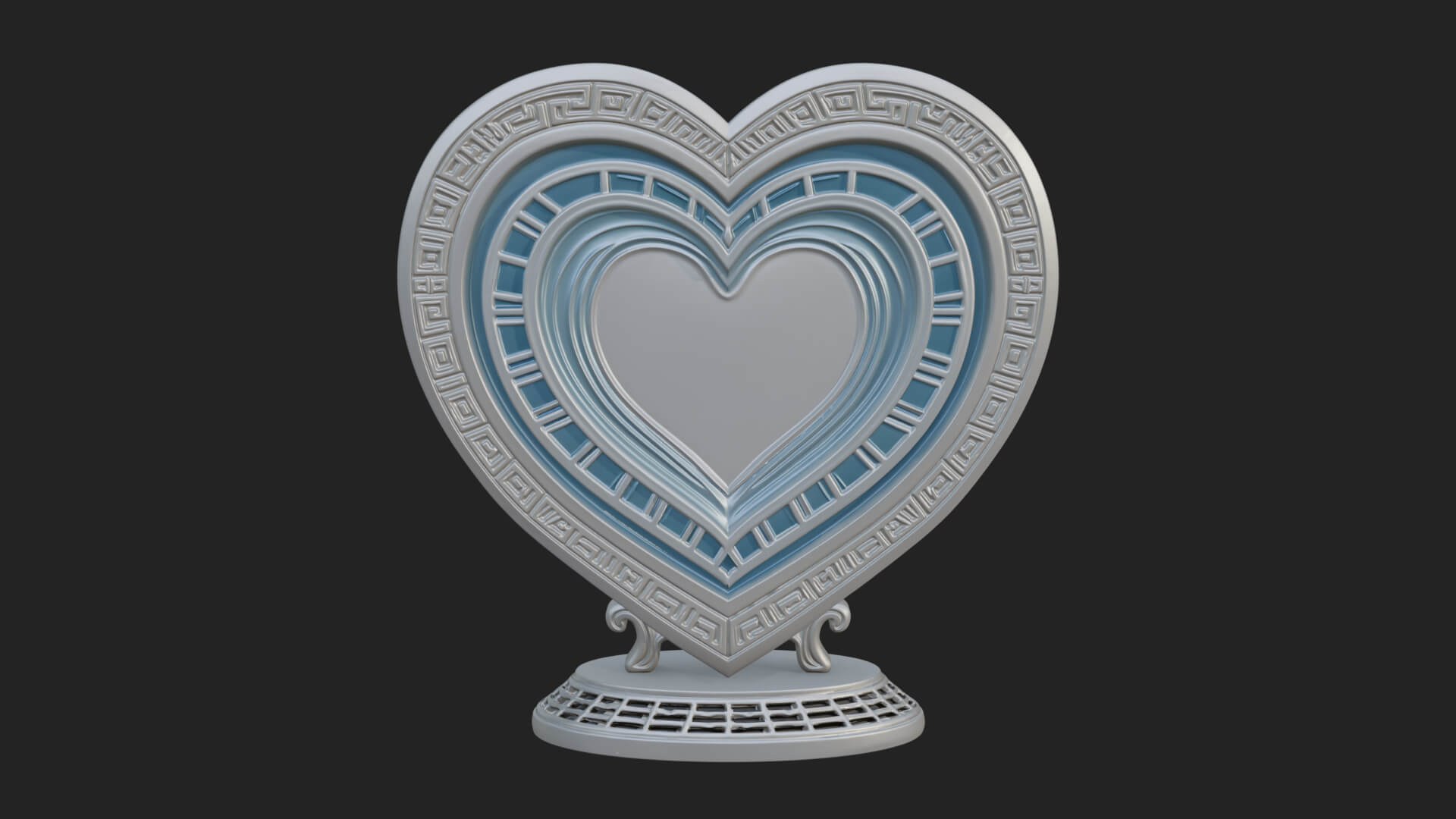 Ornate Framed Heart Plaque Design 197 3D Print Model 3D Model
