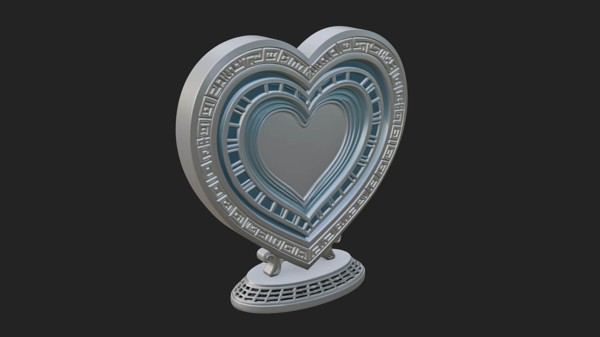 Ornate Framed Heart Plaque Design 197 3D Print Model 3D Model