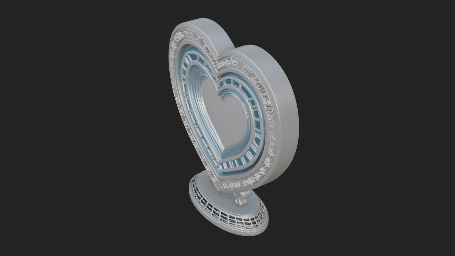 Ornate Framed Heart Plaque Design 197 3D Print Model 3D Model