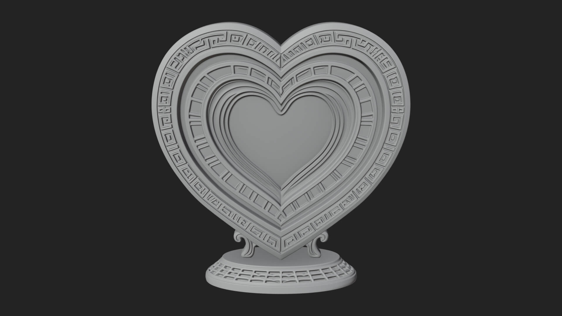 Ornate Framed Heart Plaque Design 197 3D Print Model 3D Model