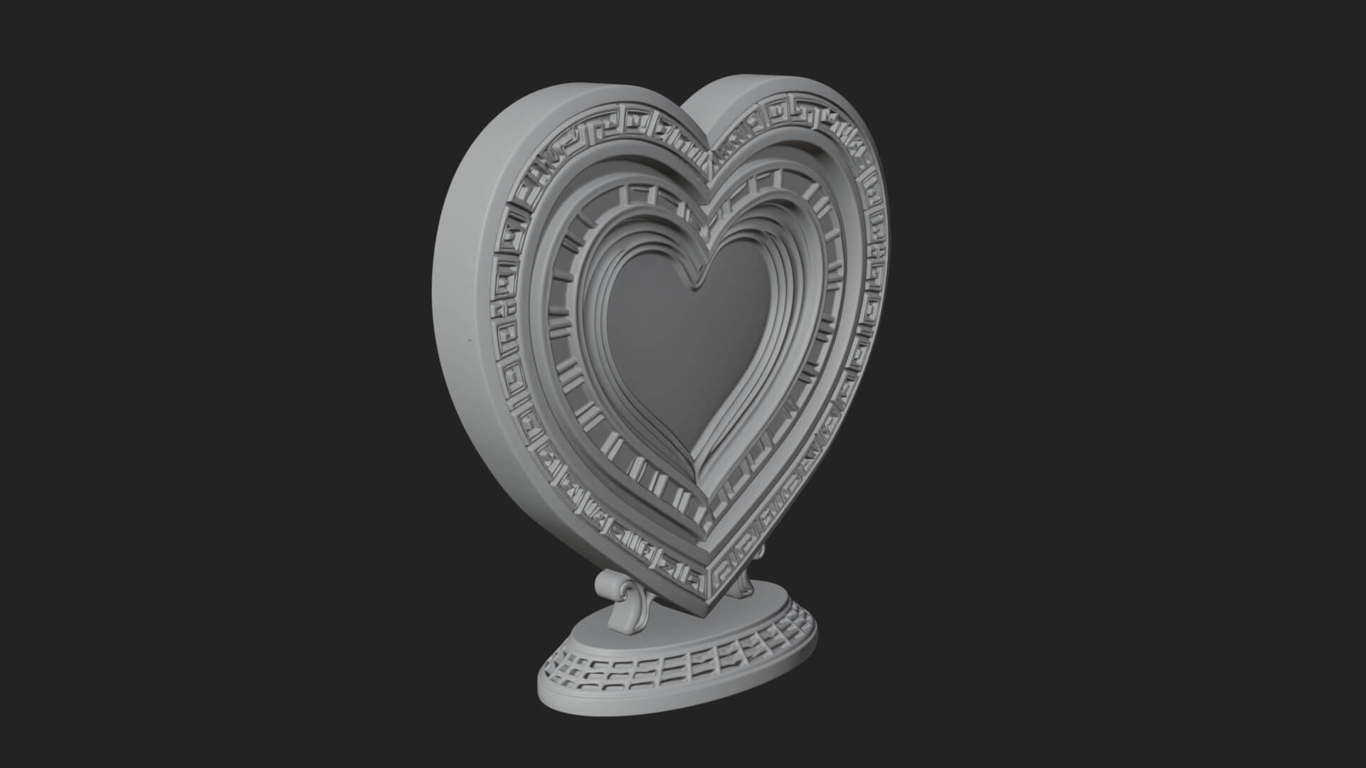 Ornate Framed Heart Plaque Design 197 3D Print Model 3D Model