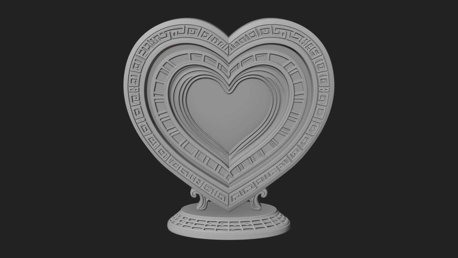 Ornate Framed Heart Plaque Design 197 3D Print Model 3D Model