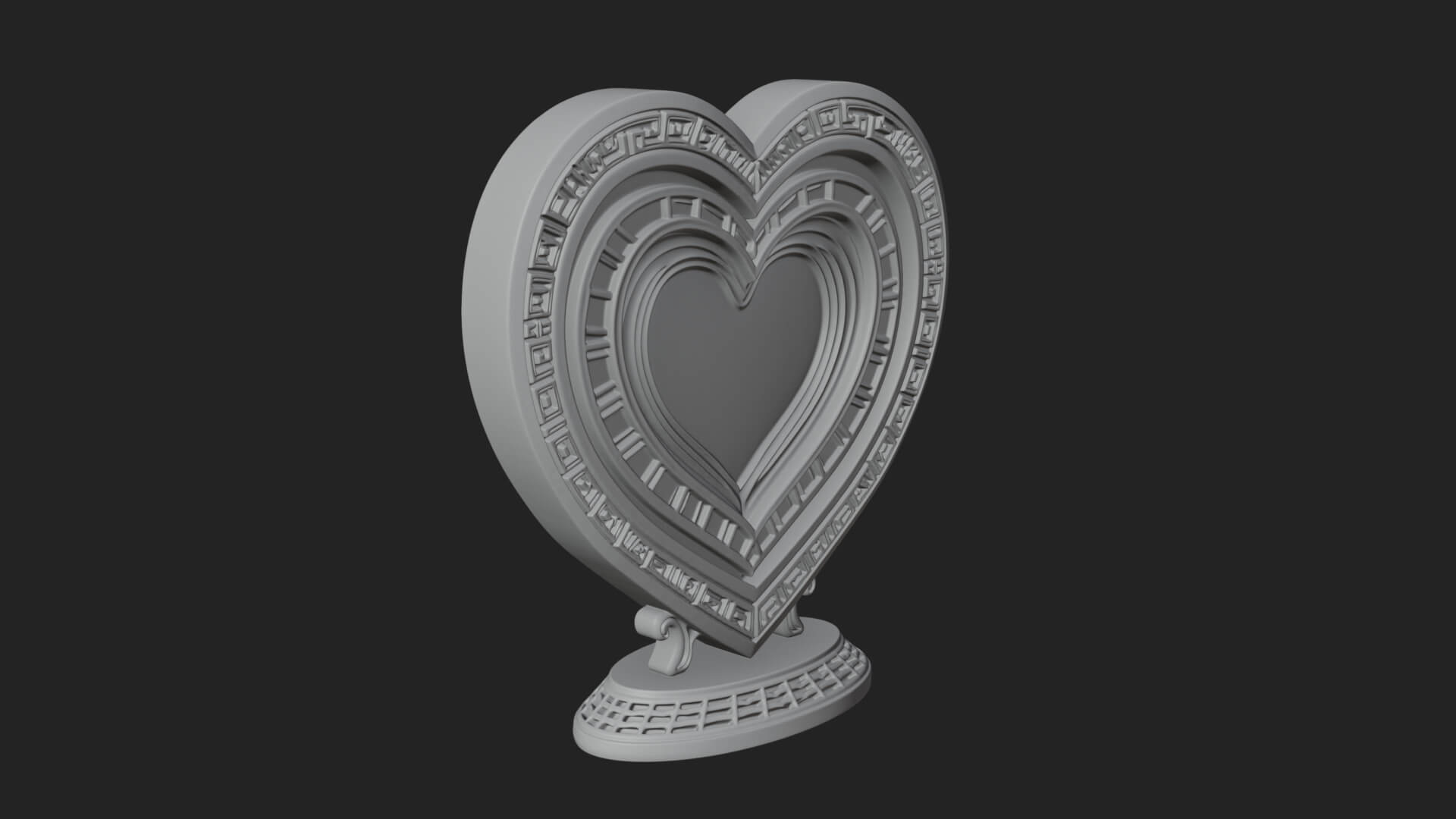 Ornate Framed Heart Plaque Design 197 3D Print Model 3D Model