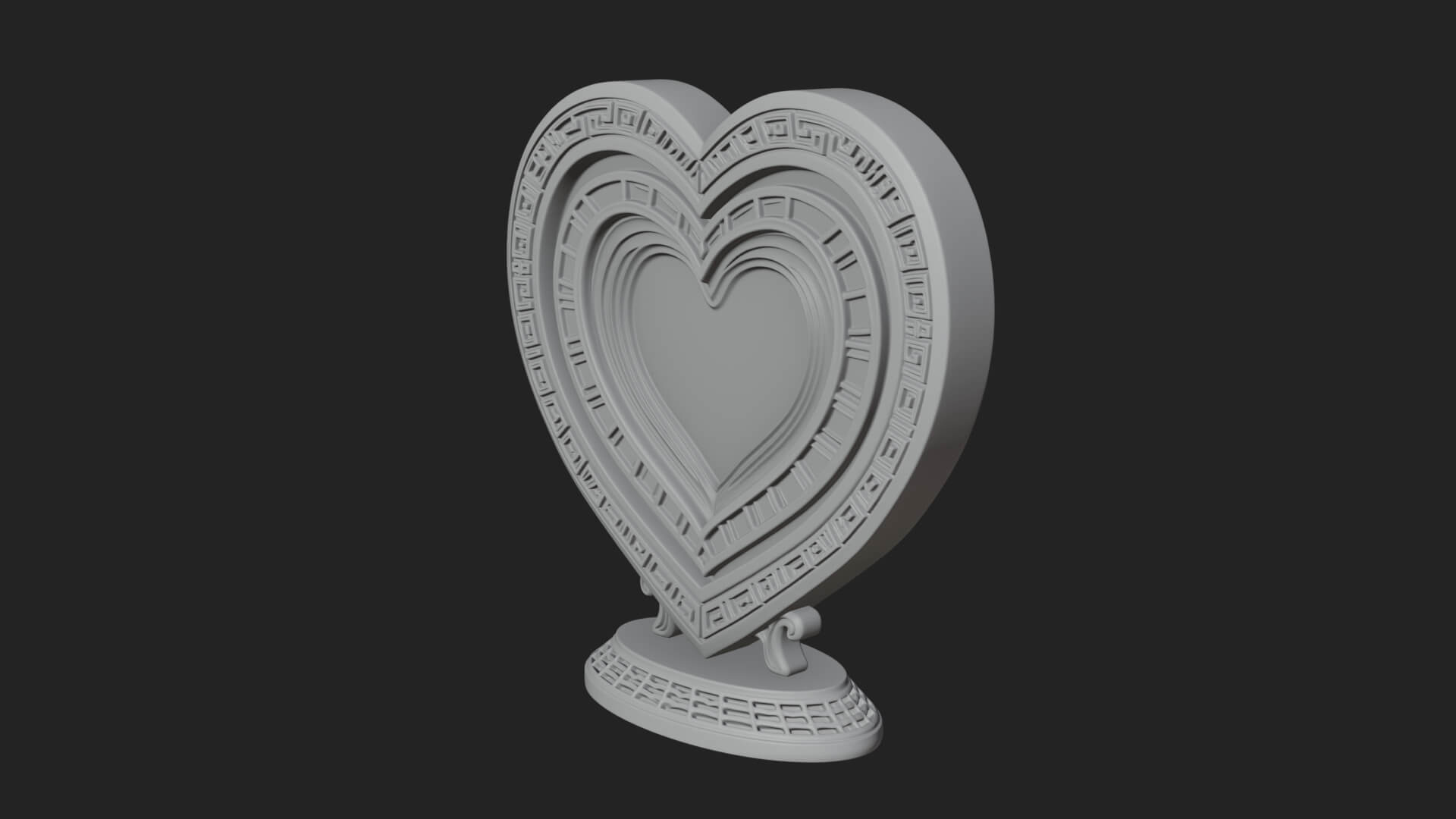 Ornate Framed Heart Plaque Design 197 3D Print Model 3D Model