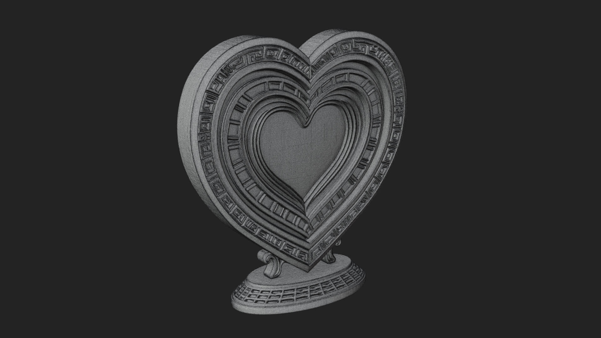 Ornate Framed Heart Plaque Design 197 3D Print Model 3D Model