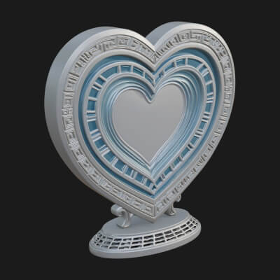 Ornate Framed Heart Plaque Design 197 3D Print Model