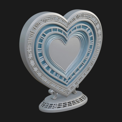 Ornate Framed Heart Plaque Design 197 3D Print Model