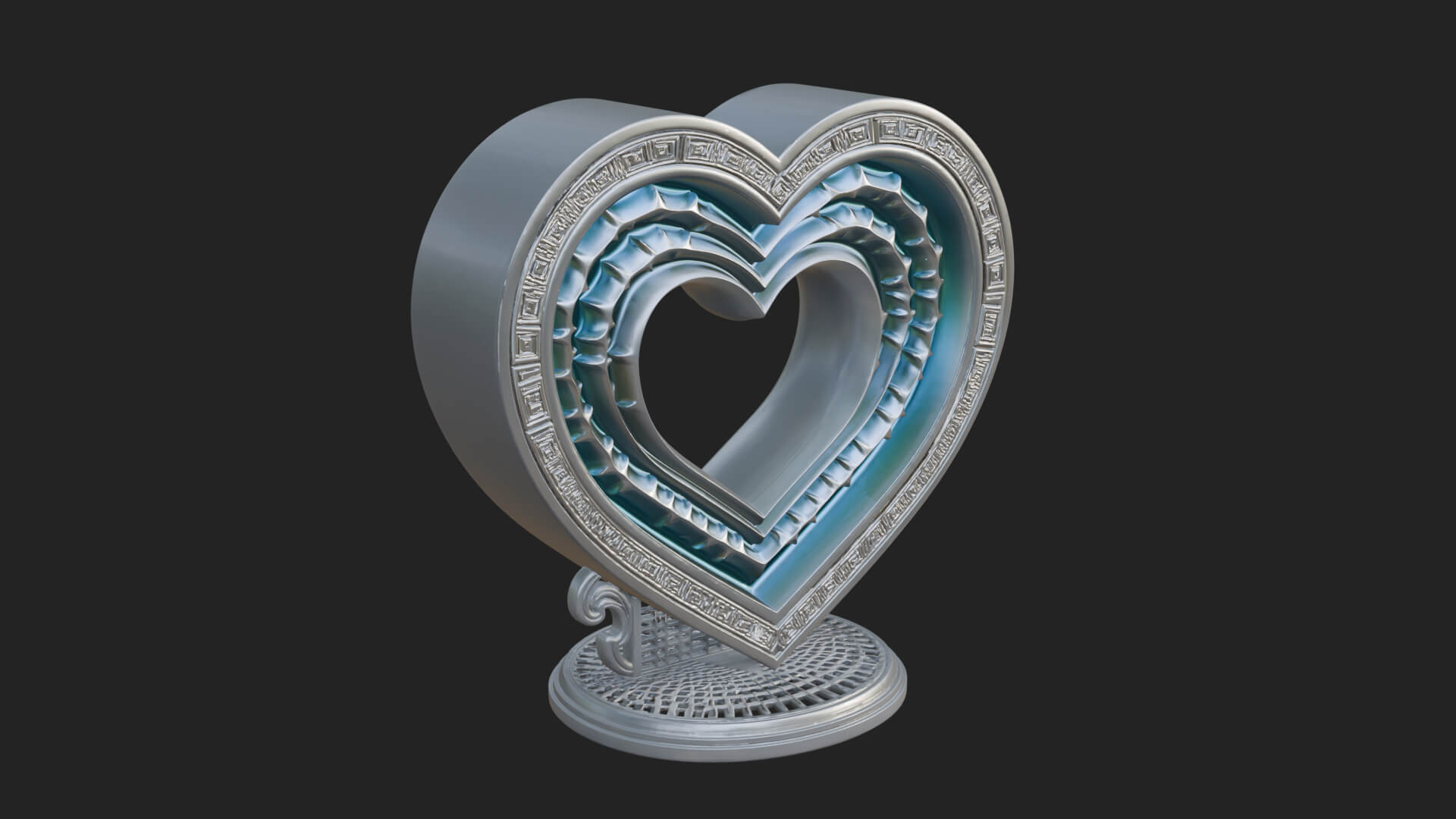 Ornate Framed Heart Plaque Design 198 3D Print Model 3D Model
