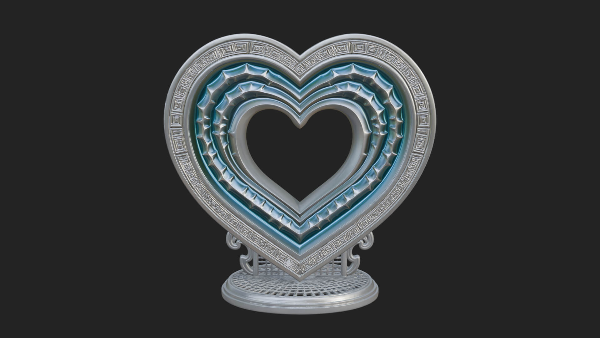 Ornate Framed Heart Plaque Design 198 3D Print Model 3D Model