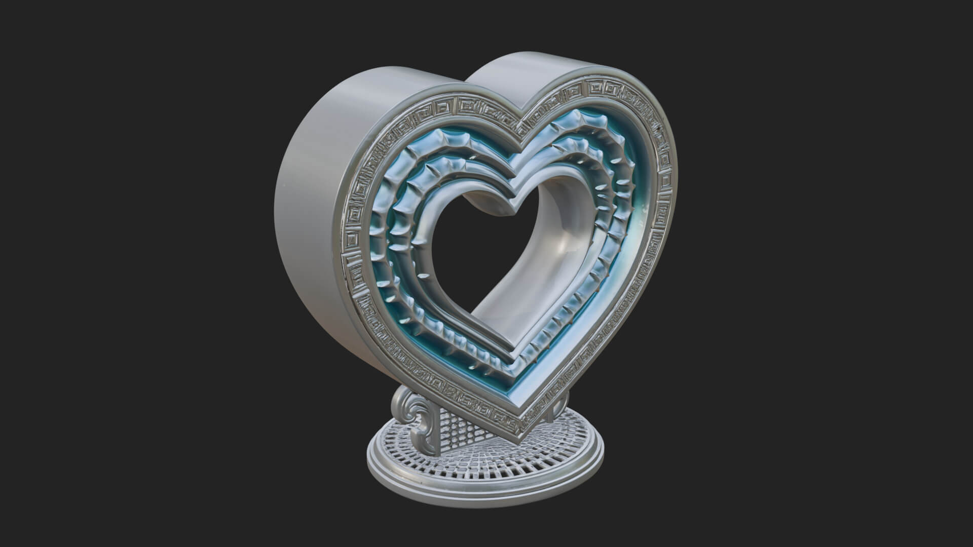 Ornate Framed Heart Plaque Design 198 3D Print Model 3D Model