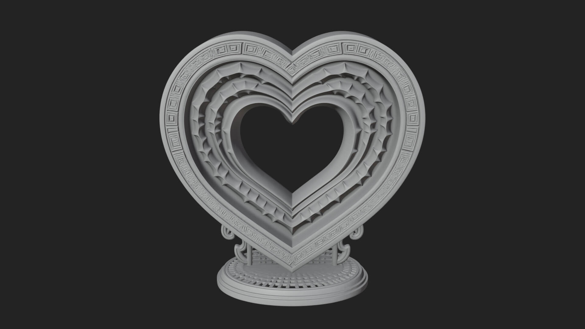 Ornate Framed Heart Plaque Design 198 3D Print Model 3D Model
