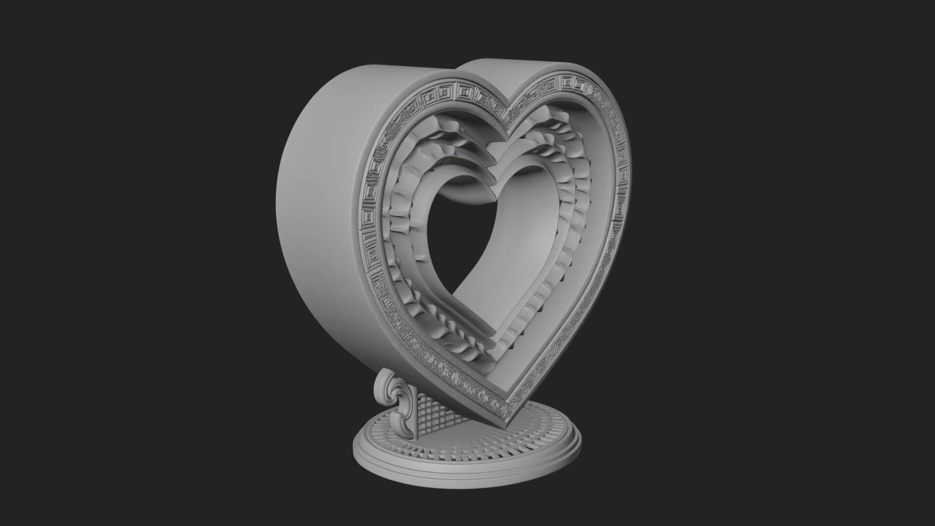 Ornate Framed Heart Plaque Design 198 3D Print Model 3D Model